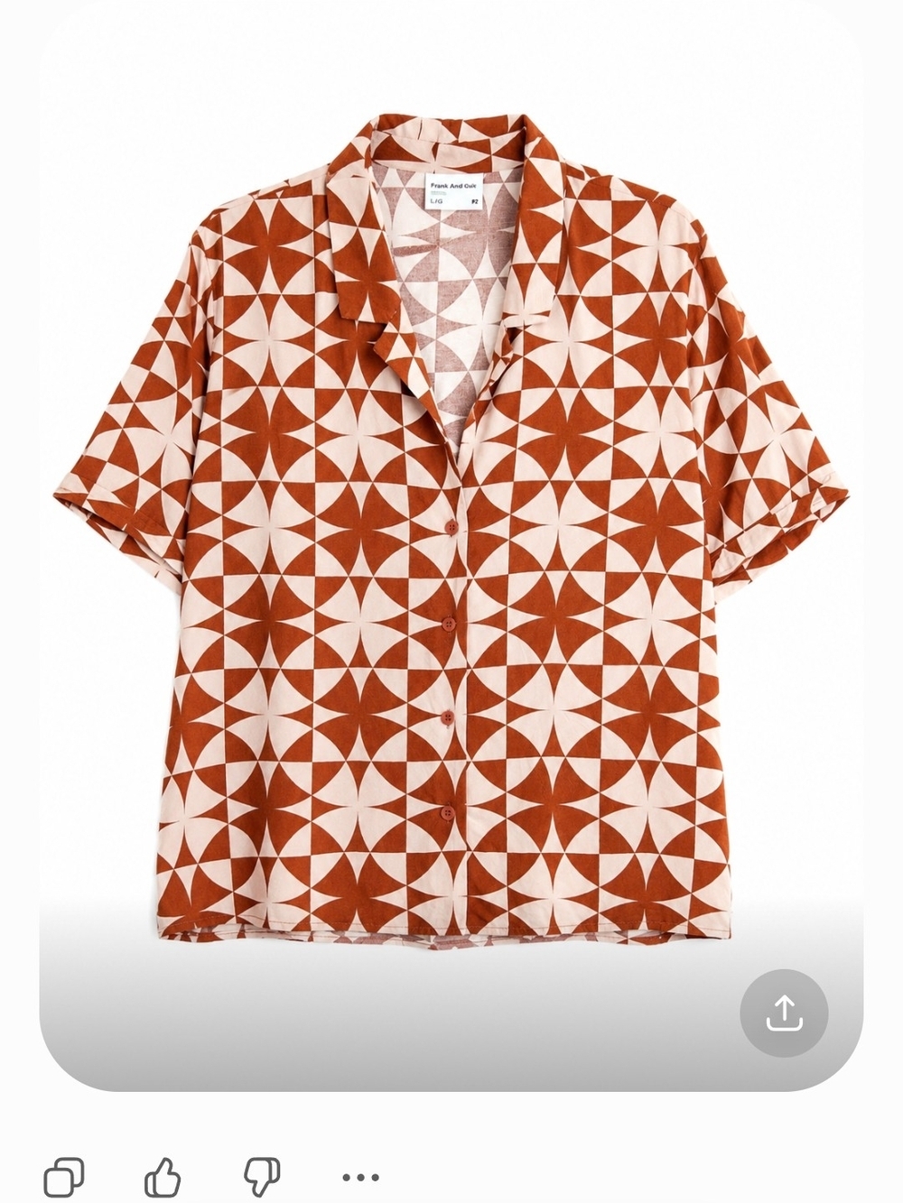 Frank & Oak Printed Camp Collar Blouse ECOVERO Large